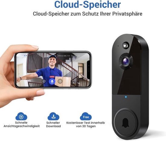 Video deurbel zonder abonnement - Deurbel met camera - Draadloze video deurbel - Beveiliging woning - Deurbel met app - Slimme deurbel - Geen maandelijkse kosten - Beveiligingscamera - WiFi deurbel - Voor smartphone en tablet