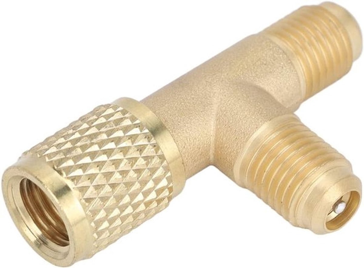 Messing T-Adapter voor Vacuümpomp met SAE Flared FFL-aansluiting - Ideaal voor R22, R12 en R134 - Vacuümmeter accessoire