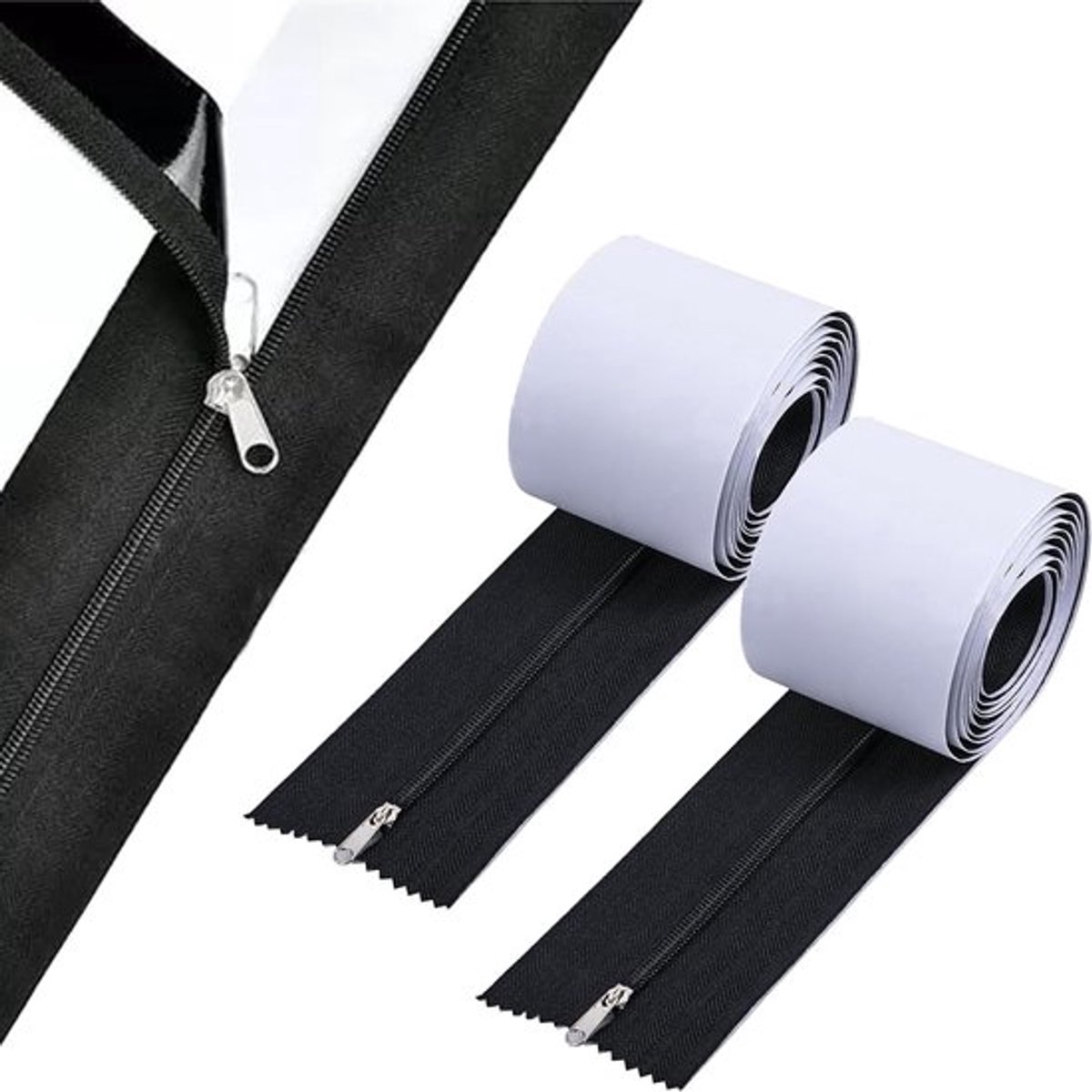 2 Stuks Zware Zelfklevende Ritsen voor Stofbarrières, 84"x3" Deur Rits voor Directe Stofbescherming en Duurzame Tarpaulin Toepassingen