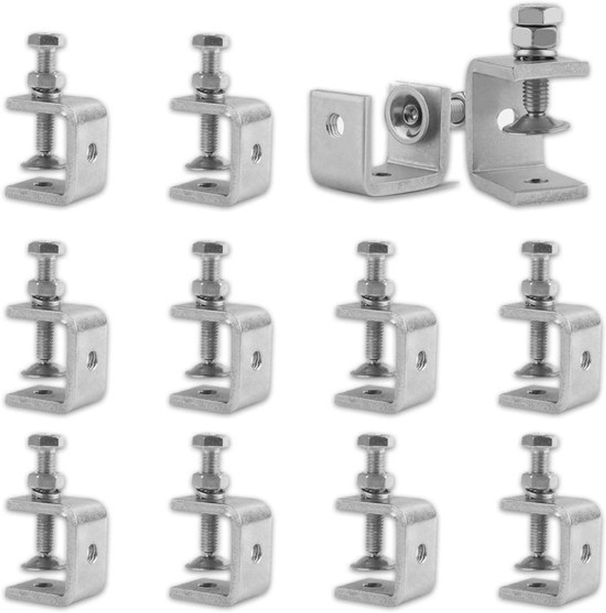 Set van 12 RVS Klemmen - Verstelbare Schroefklemmen voor Lassen, Houtbewerking en DIY Projecten met een Klemcapaciteit tot 25 mm