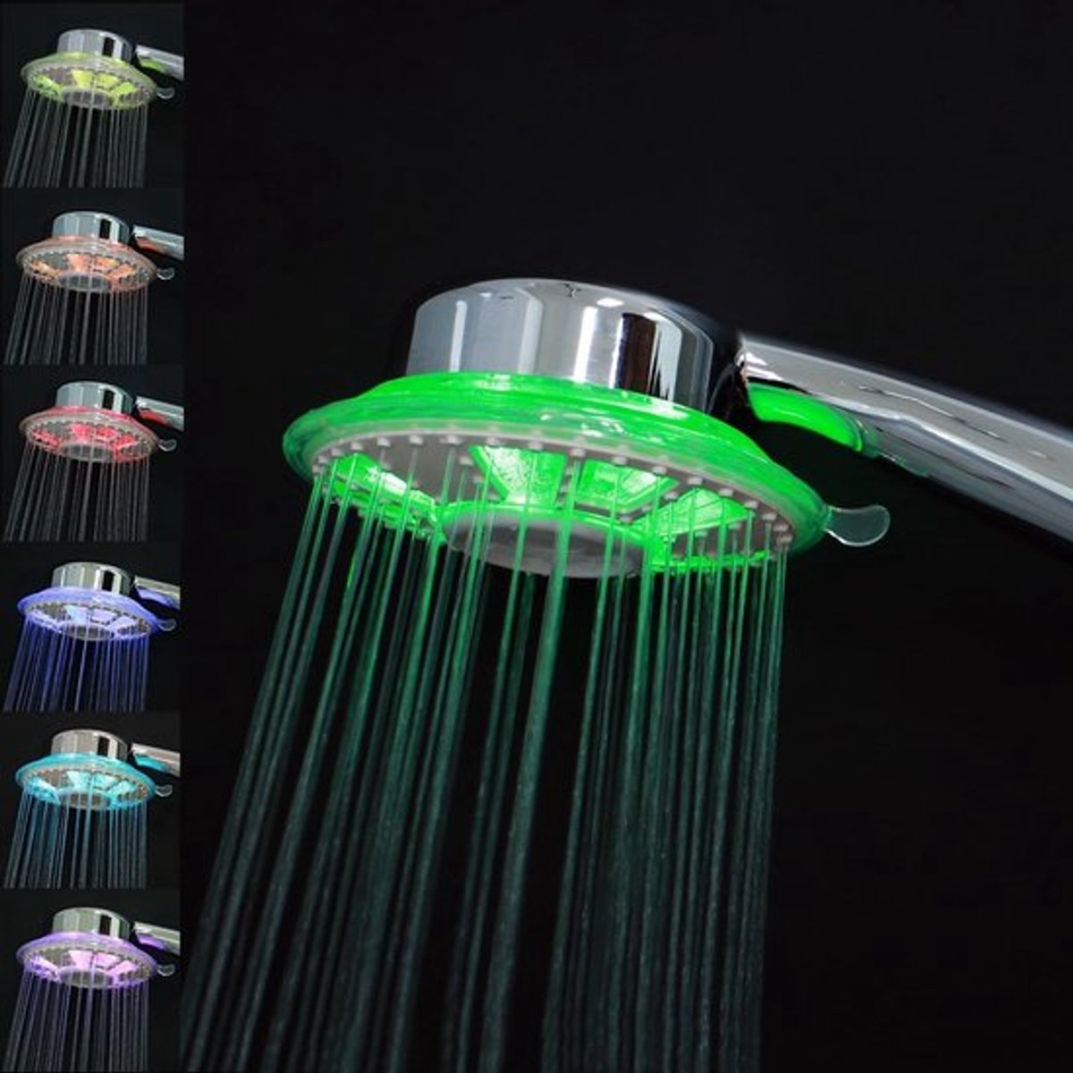 Verlichte Handdouche met 2 Modi, LED Douchekop in 7 Kleuren, Automatische Kleurverandering en Waterbesparing