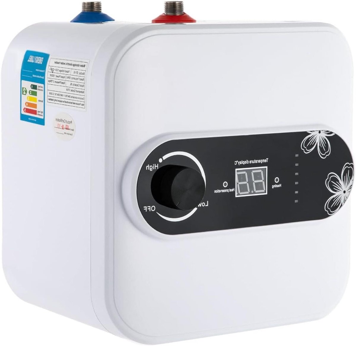 Directe Waterverwarmer - Warmwaterboiler Keuken - Direct Warm Water - Digitale Temperatuurweergave - 8 Liter Capaciteit - Wit