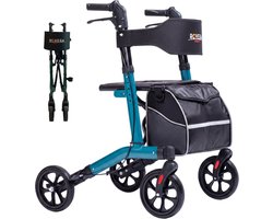 Rovera Mobility® Easy Rollator - Lichtgewicht en Makkelijk Opvouwbaar – Extra Zachte Zitting & Rugleuning – Ergonomische Handvatten – Incl. Luxe Tas & Wandelstokhouder– Geschikt voor Binnen & Buiten – Groen