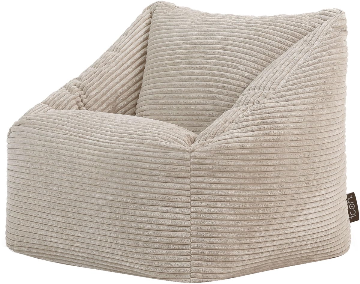 SnelShoppen - Kinder Zitzak Fauteuil Beige Corduroy Stof - Comfortabele Kinderfauteuil met Vulling - Zitzak voor Kinderen in Speelkamer, Kinderkamer e