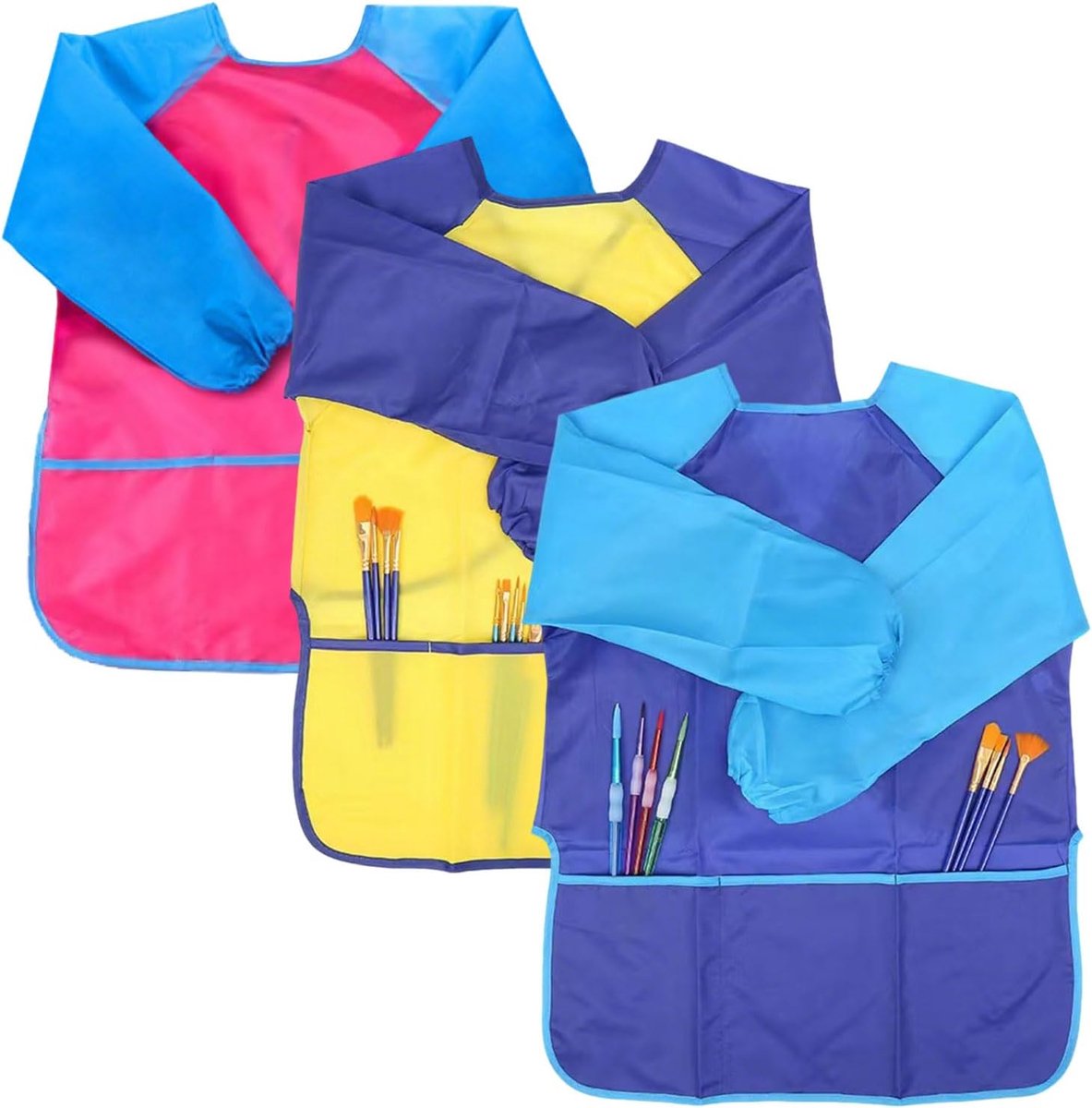 Kinderschort met Mouwen 3 Stuks - Waterdicht - 3 Vakken - Ideaal voor Creatieve Activiteiten - ShopVlot