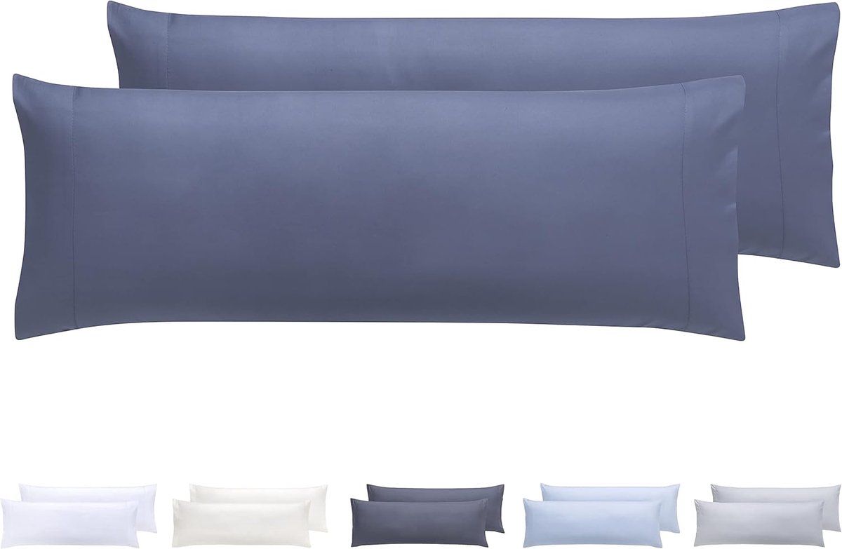 SnelShoppen - Set van 2 Kussenslopen 90 x 40 cm, Extra Zachte Microvezel, Hypoallergeen, Grijsblauw voor Comfortabel Slapen en Decoratie