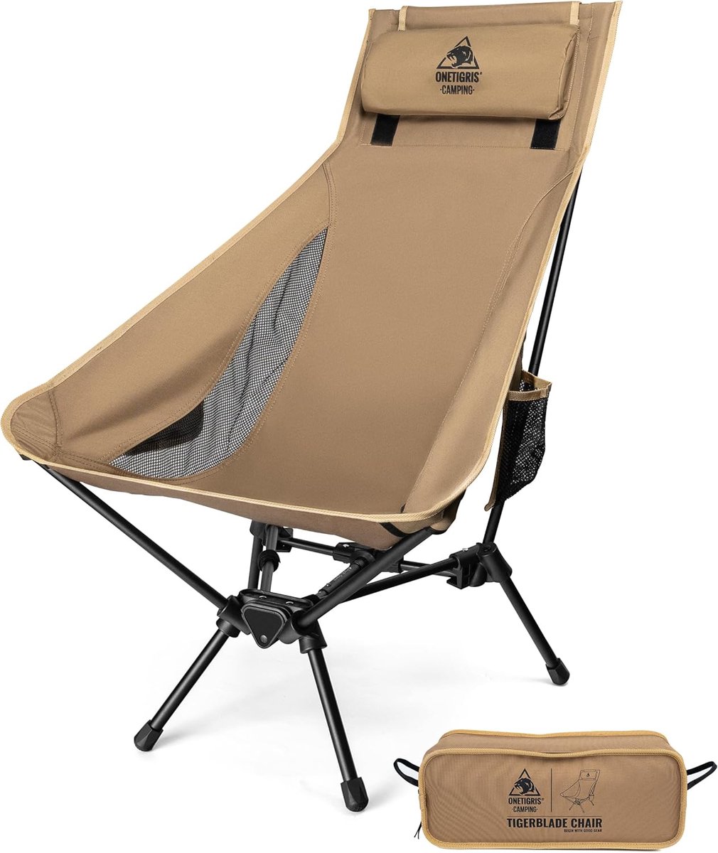 SnelShoppen - Opvouwbare Campingstoel met Hoge Rugleuning, Lichtgewicht Klapstoel voor 170 kg, Ideaal voor Outdoor, Wandelen, Tuin, Visstoel met 2 Zij
