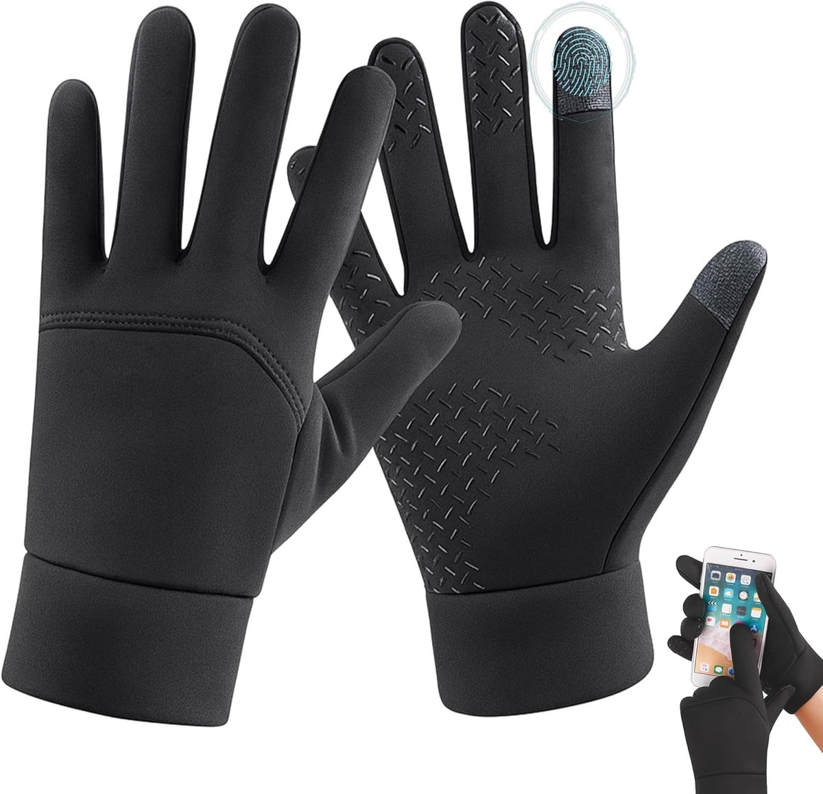 Tactile Gloves with Fleece Lining, Windproof and Breathable, Winter Gloves for Men and Women, Warm with Non-Slip Palm - ShopVlot