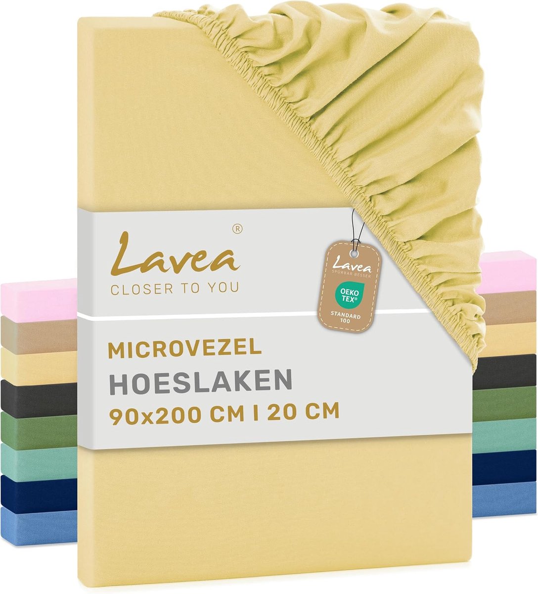 SnelShoppen - Hoeslaken 90 x 200 cm - Microvezel - Beige - Ademend en Verkoelend - Hoeslakens met Elastiek - Ondersteuning tot 20 cm - Onderhoudsvrien