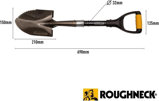 SnelShoppen - Roughneck Gorilla Micro Schop 690 mm (27") - Robuuste Schop met Scherpe Rand voor Snijden, Graven en Openen van Big Bags in Kleine Ruimt van Snelshoppen — afbeelding 5