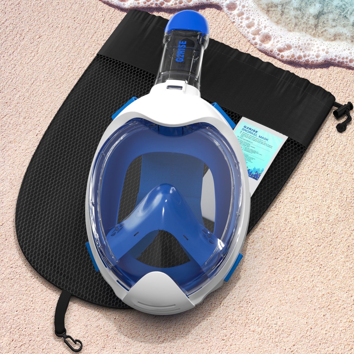 SnelShoppen - G2RISE Full Face Snorkelmasker Kinderen Snorkelset 180 Graden Panoramisch Zicht, Anti-condens, Anti-lek Droge Top Snorkelset voor Kinder