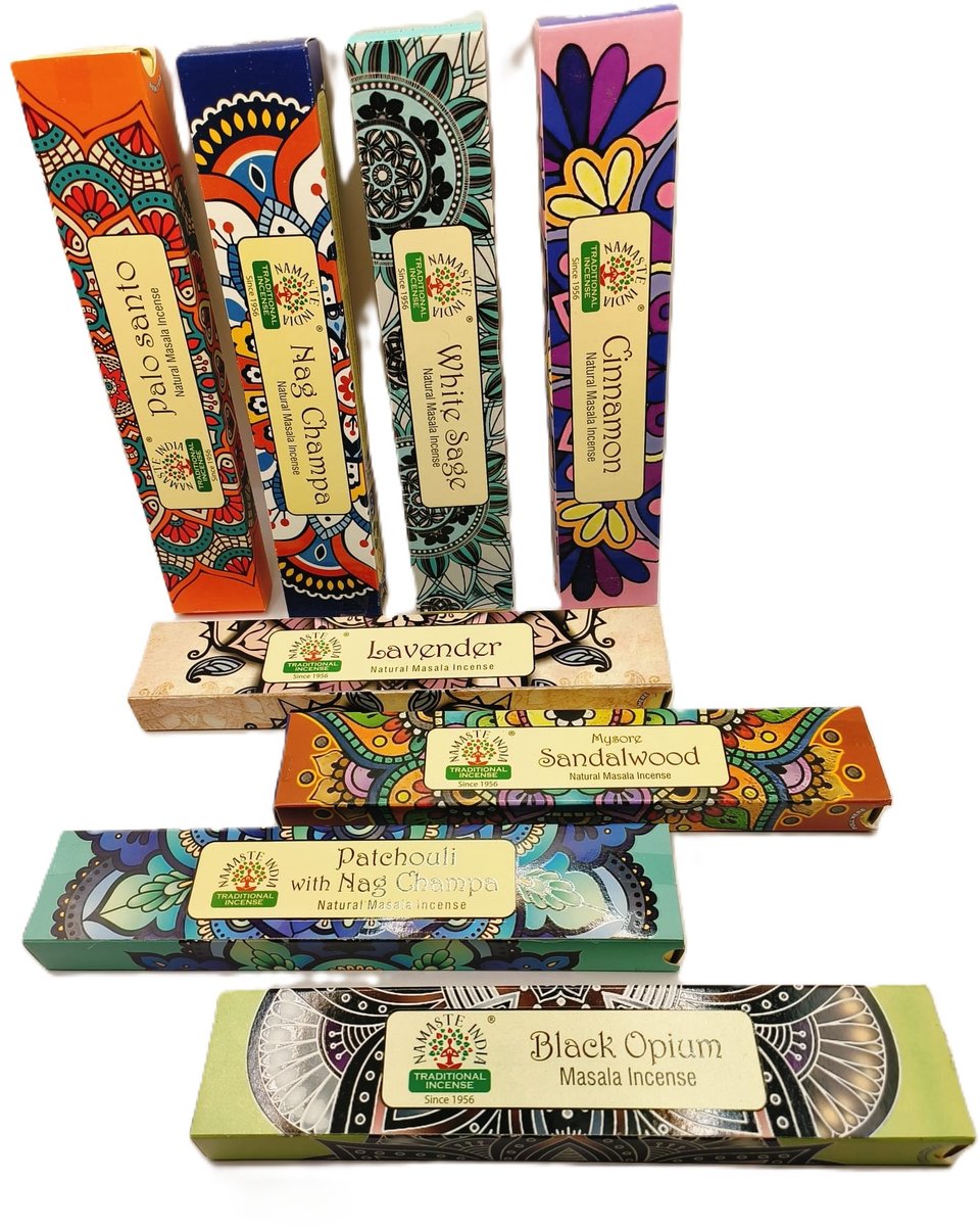 Namaste India Wierook - Masala Wierook assorti 8 pakjes - Agarbathi