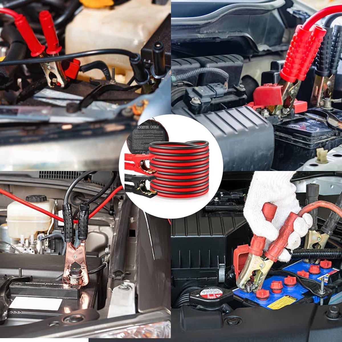 SnelShoppen - Startkabel voor Autoaccu, 2-3 m, Noodlading, Sterke Handgreep, Rakettang, Inclusief Draagtas, 4000 Ampère, Ideaal voor Auto, Camping, We