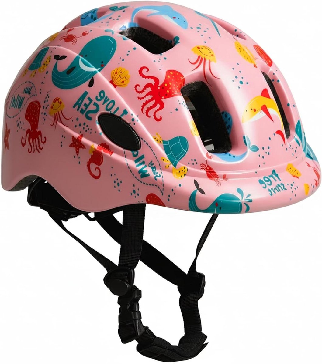 Kinderfietshelm - Beschermende helm - Veilige ritjes - In-mold constructie - 48-52 cm - Roze