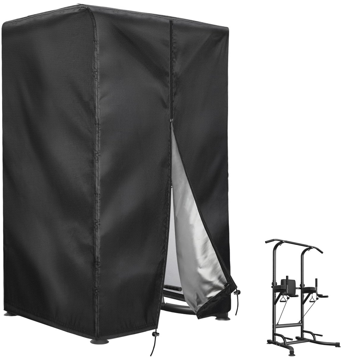 SnelShoppen - Waterdichte Squat Rack Cover 420D Oxford voor Pull Up Station, Dip Station, Beschermhoes voor Thuis Gym, Indoor en Outdoor, 102 x 107 x
