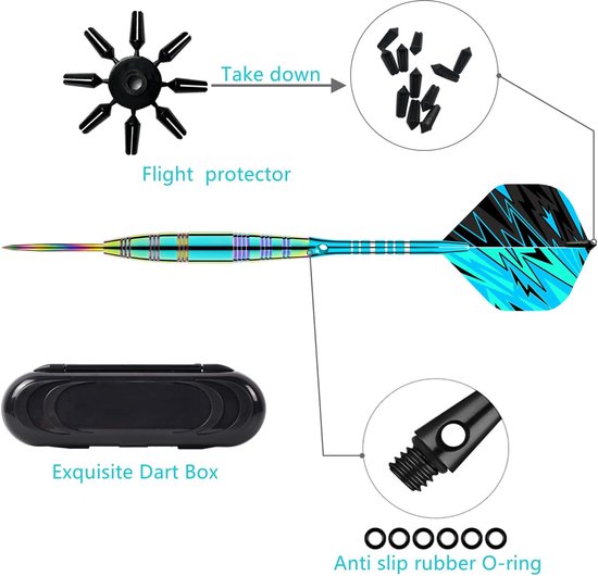 SnelShoppen - Professionele Dart Darts met Metalen Punt 23g, Premium Steel Tip Darts Set, 3 Aluminium Schachten, Ideaal voor Feest en Spelletjes van Snelshoppen — afbeelding 3