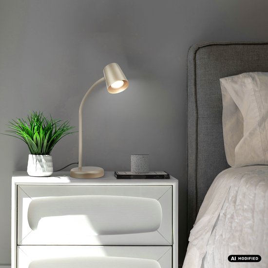 BRILONER Skriva - Tafellamp - bureaulamp - met snoer - draaibaar tafellampje - excl. GU10 - 13 x 38,5 cm - metallic van Briloner — afbeelding 5