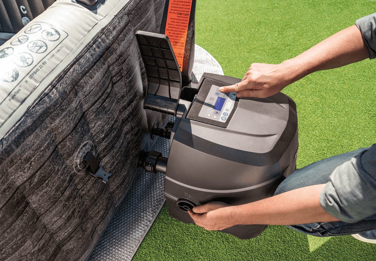 Intex PureSpa Greystone Deluxe opblaasbare spa - 4 personen - 175 x 175 x 71 cm - Wifi