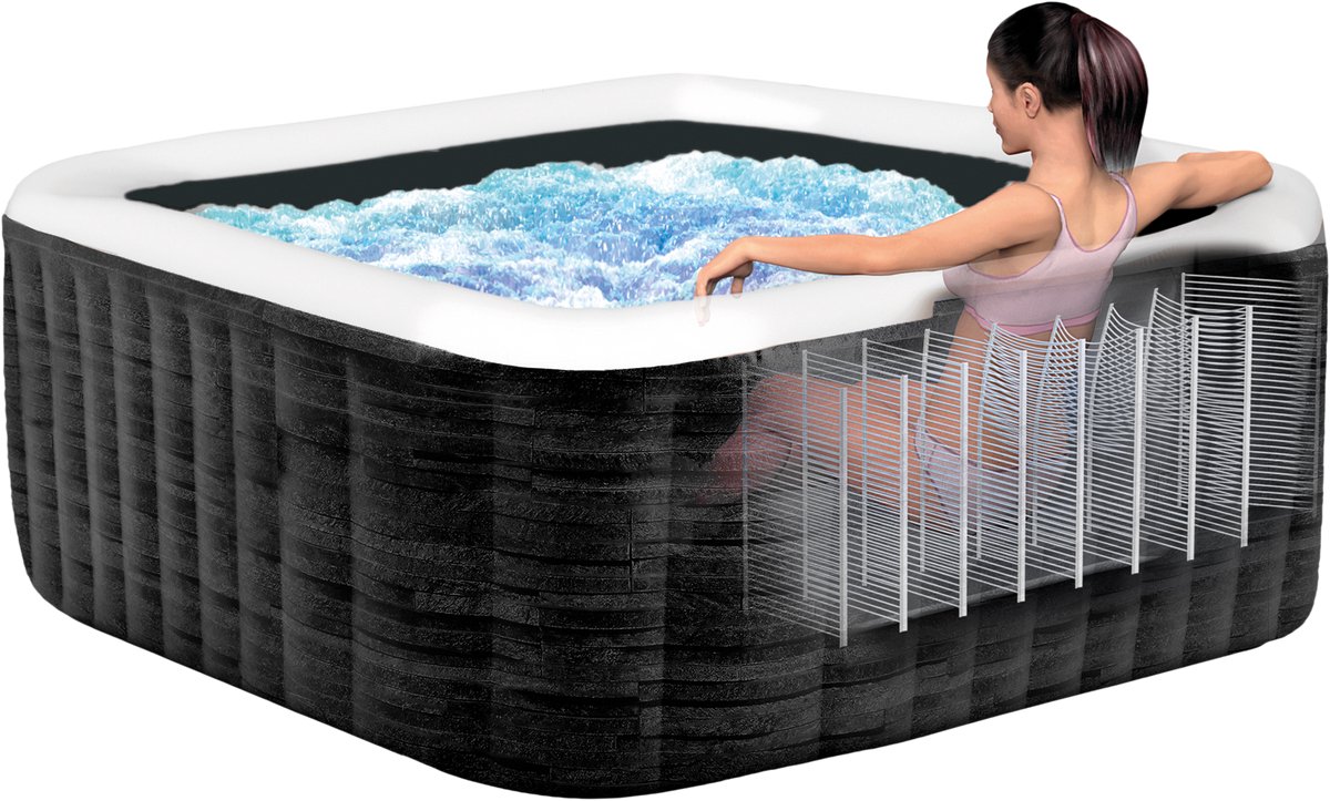 Intex PureSpa Greystone Deluxe opblaasbare spa - 4 personen - 175 x 175 x 71 cm - Wifi