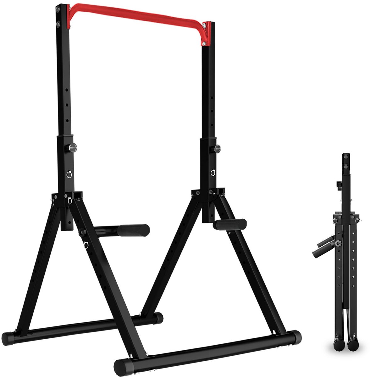 SnelShoppen - Opvouwbare Power Tower Dip Station - Vrijstaand, In Hoogte Verstelbaar - Multifunctioneel Fitness Trainingsapparaat - Push-Ups, Abdomina