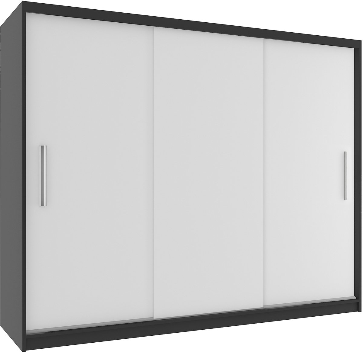 BELINI Verona SI Schuifdeurkast 232 cm Zwart/Wit Mat - Garderobekast met Kledingstangen - Comfort Line Slaapkamerkast
