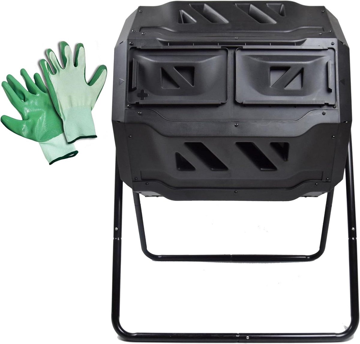 Compostbak Tuin - Draaikomposter - Afval Verwerken - Dubbele Kamer - 160 Liter - Zwart