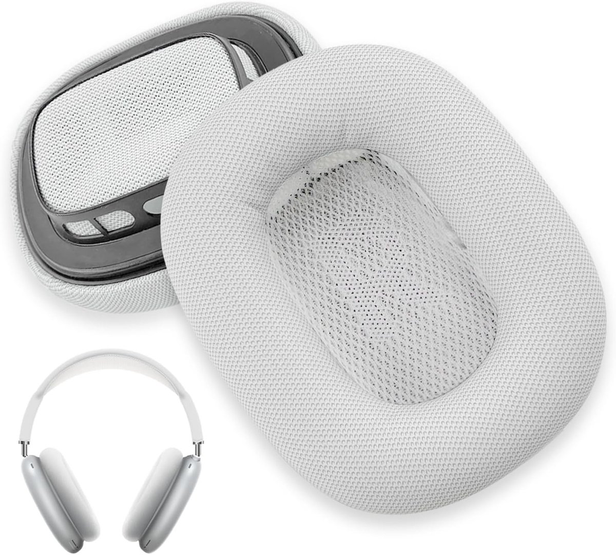 Comfortabele Vervangende Oorkussens voor Over-Ear Hoofdtelefoons - Gel, Geheugenfoam en Geluidsisolatie (1 Paar, Zilver)