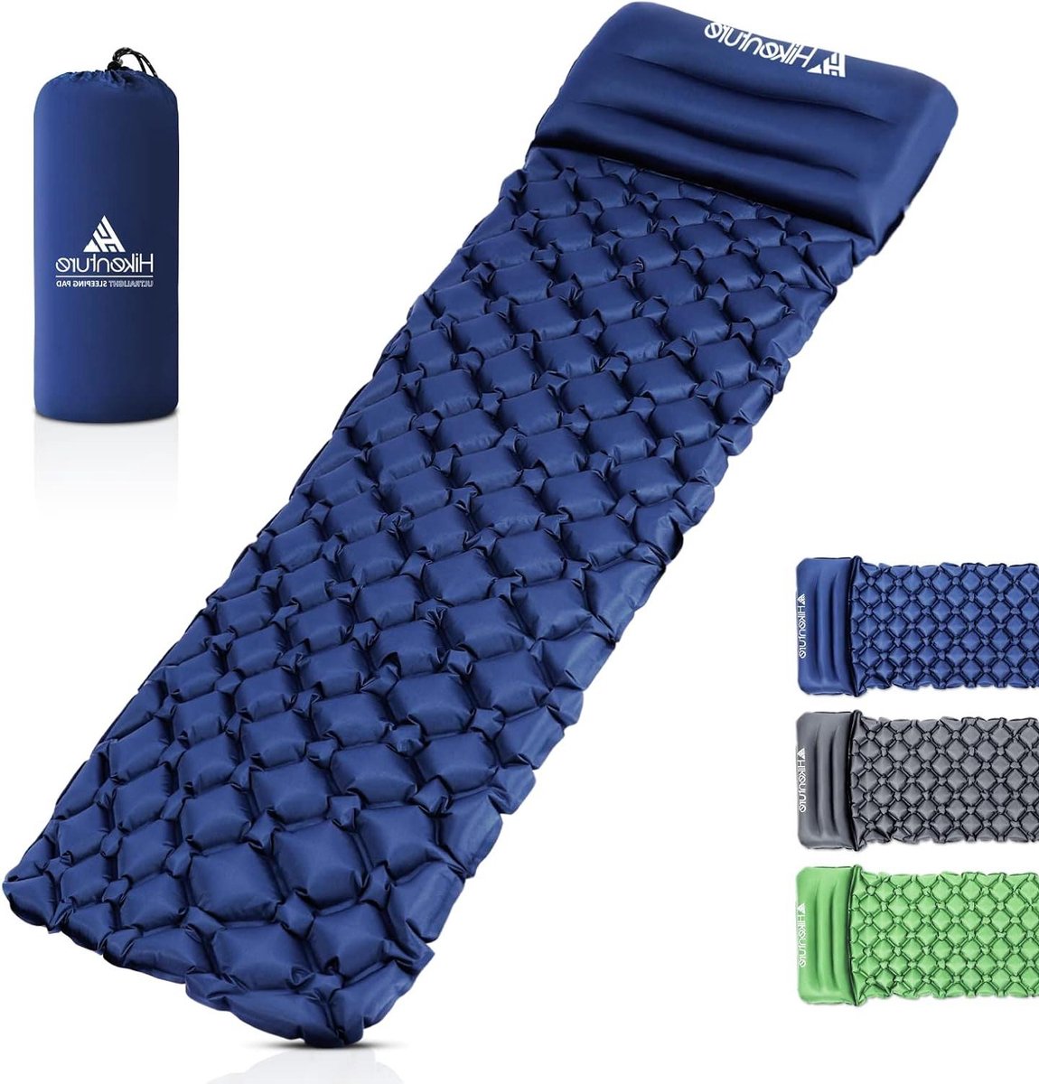 Kampeer slaapmat - Opblaasbaar luchtbed - Outdoor slapen - Compact en lichtgewicht - 187 x 56 cm - Donkerblauw