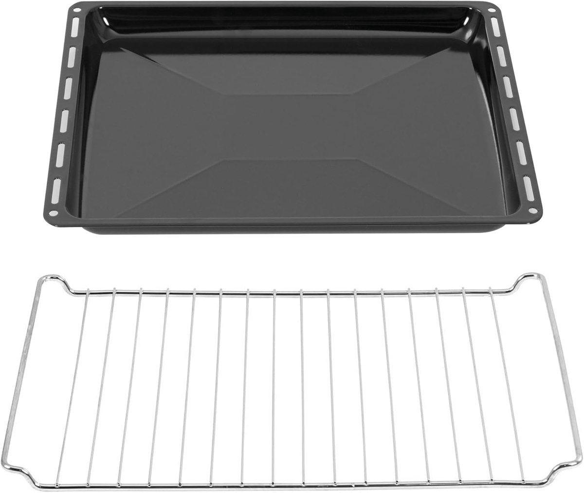 SnelShoppen - Bakplaten en Roosterset 42,2 x 37 cm, Geëmailleerde Vetpan 3 cm Diep en Verc