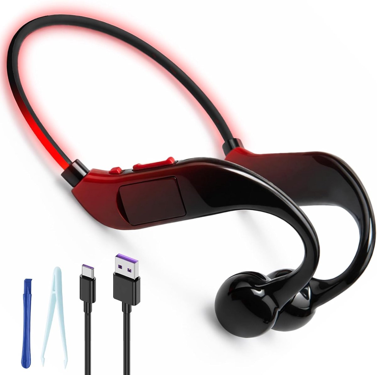 SnelShoppen - Bone Conduction Hoofdtelefoon, Draadloze Sport Hoofdtelefoon met Bluetooth 5.4, Open Ear, IPX5 Waterdicht, 10 Uur Accu, 32 GB MP3-Geheug