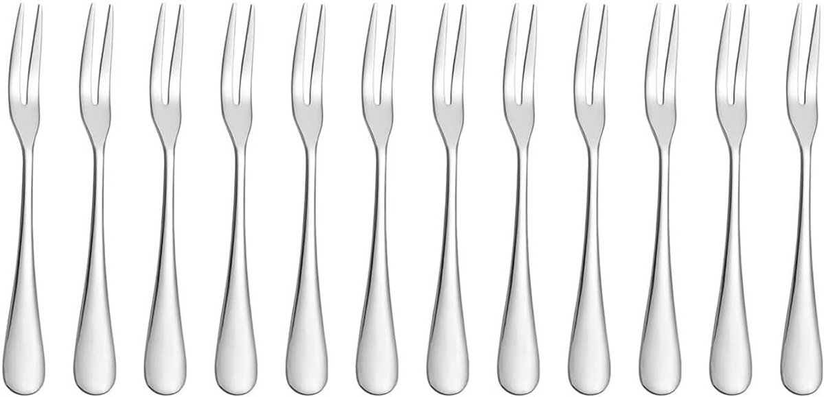Stainless Steel Proefsalade Vorken voor Fruit en Cocktails - 13cm - Set van 12 Stuks, Duurzaam en Stijlvol