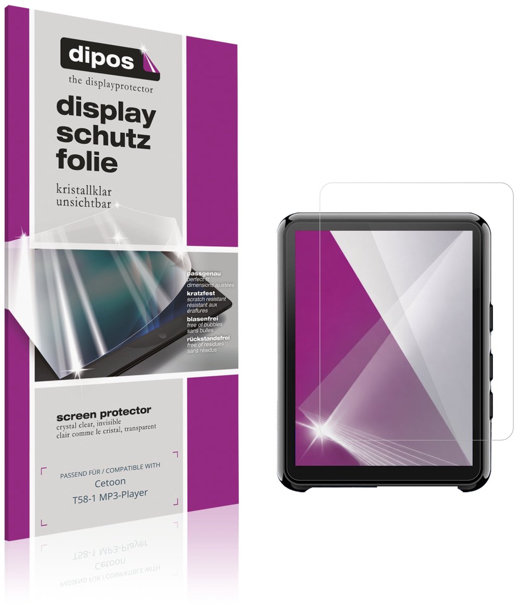 dipos – 4x Beschermfolie geschikt voor Cetoon T58-1 MP3-Player | Krasbestendige & heldere Screenprotector Ultra-Thin