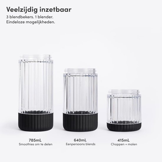 Krachtige Blender - Smoothie Maker - Gezonde Dranken Maken - 3 To-Go Bekers - 850 Watt - Zwart — afbeelding 5