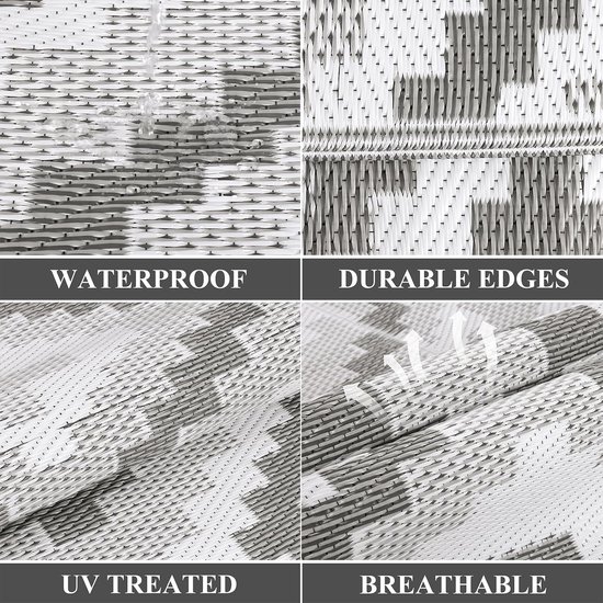 Buitentapijt - Campermat Strotapijt - Terras Buiten Leven - Omkeerbaar UV-bestendig - 240 x 360 cm - Grijs — afbeelding 4
