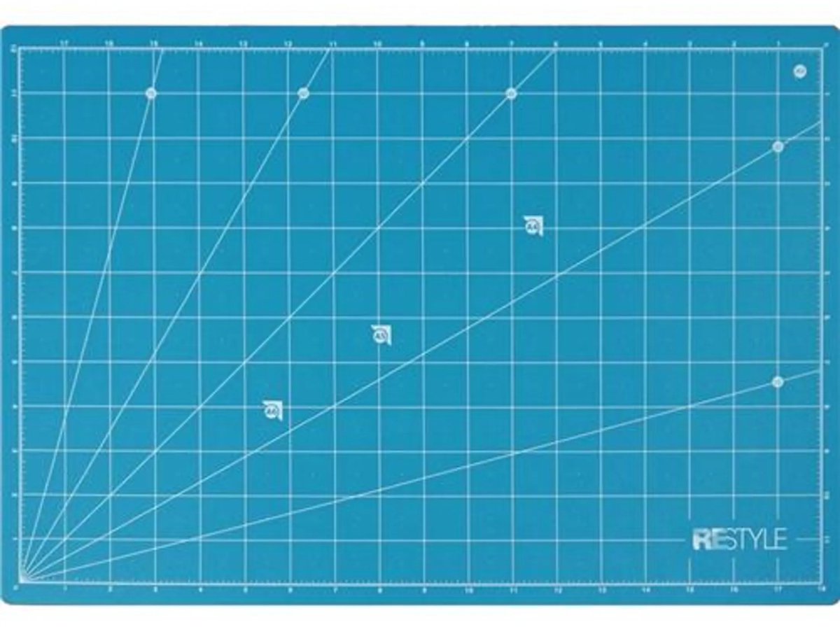 ReStyle Snijmat A3 zelfhelend 33x48cmx1,6mm, dubbelzijdig cm / inch,kleur turguoise