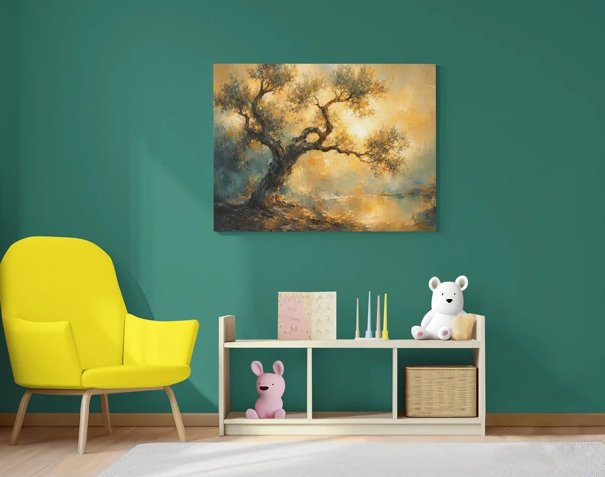 Canvas Schilderij Olijfboom - Boom - Wanddecoratie - 100 x 75 cm