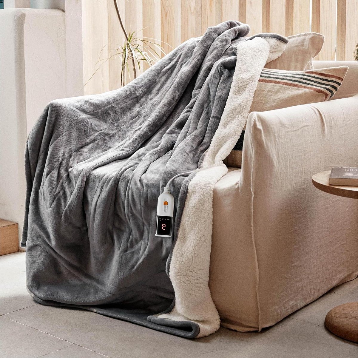 Elektrische Deken - Verwarmde Plaid - Warm Blijven - 6 Warmtestanden - 130x180cm - Grijs