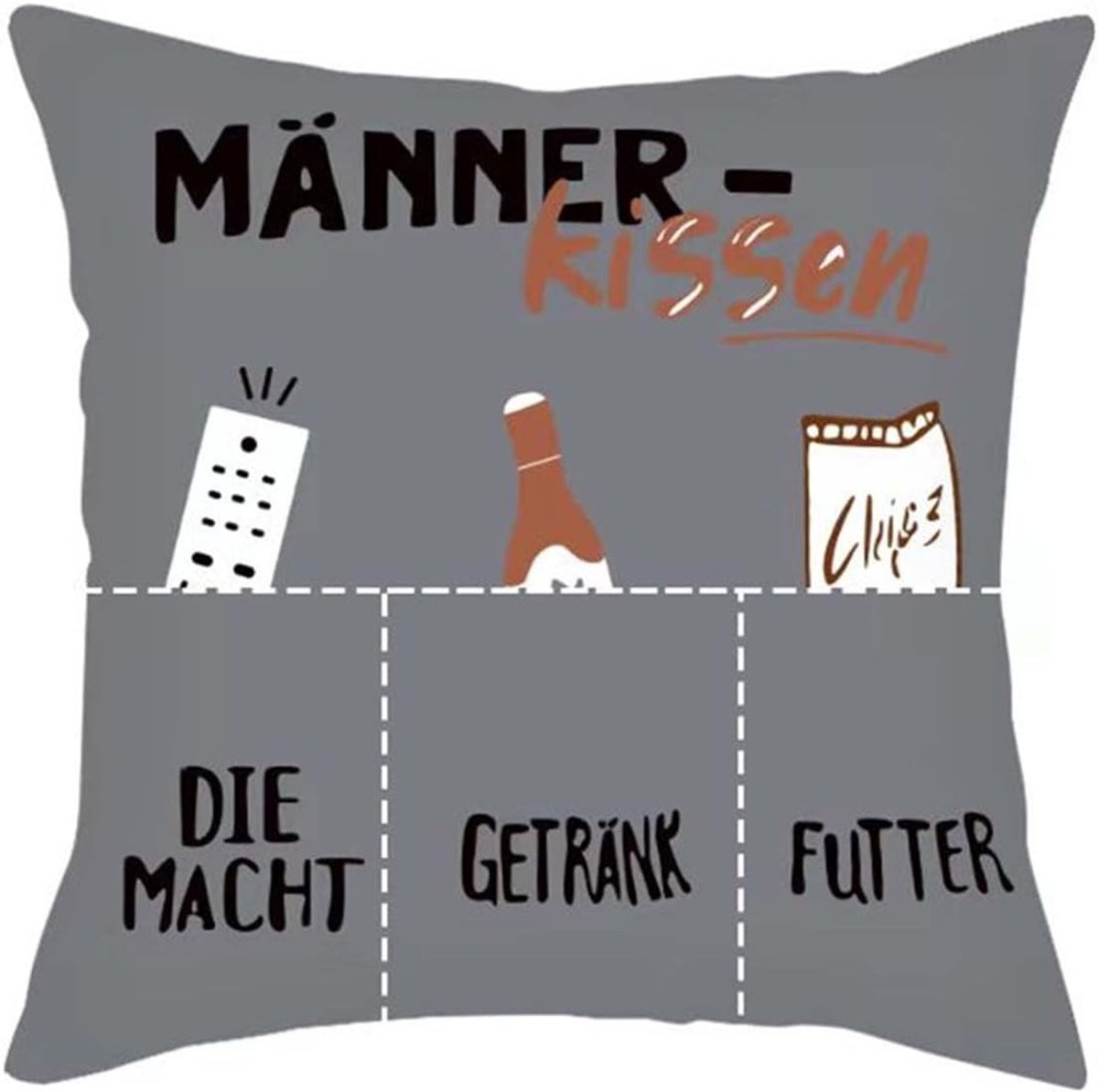 Cadeau voor Mannen - Grappige Kussens met 3 Zakjes, Perfect voor Kerst, Verjaardag of als Klein Geschenk, 45 x 45 cm Sofa Kussenhoes om Zelf te Vullen