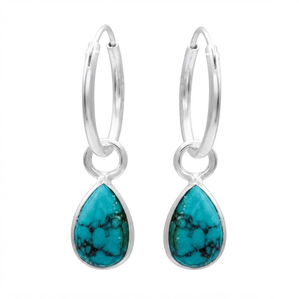 WeLoveSilver - Zilveren Oorringen - Turquoise Druppel – Oorbellen met Hanger
