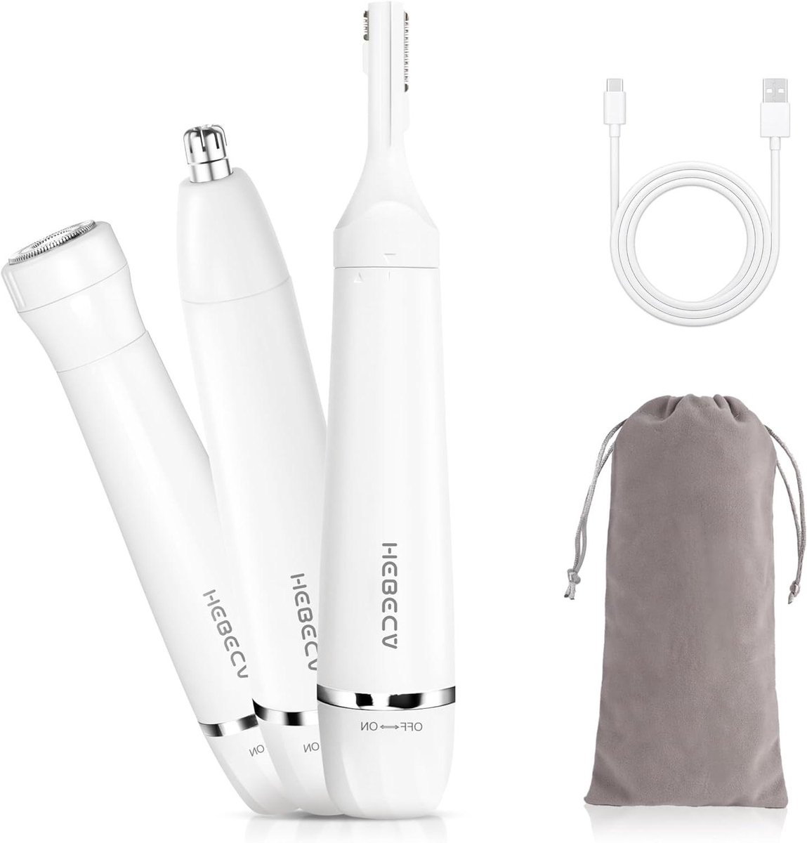 Gezichtshaartrimmer - Ontharingsapparaat - Pijnloos ontharen - 3-in-1 multifunctioneel - 137 cm - Wit