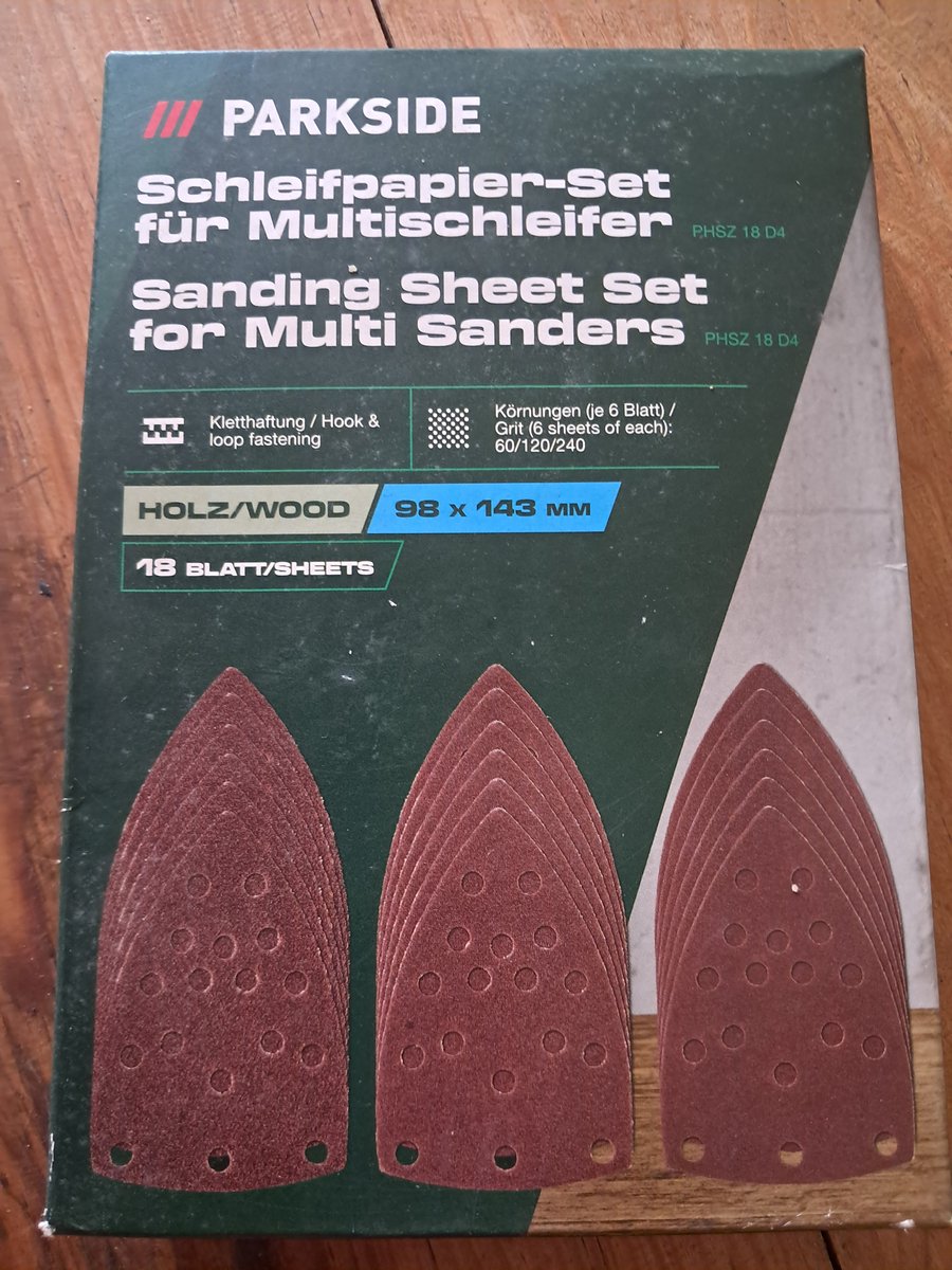 Parkside Schuurpapier set 18 vellen - voor PHSZ 18 D4 Multischuurmachine - 98 x 143 mm