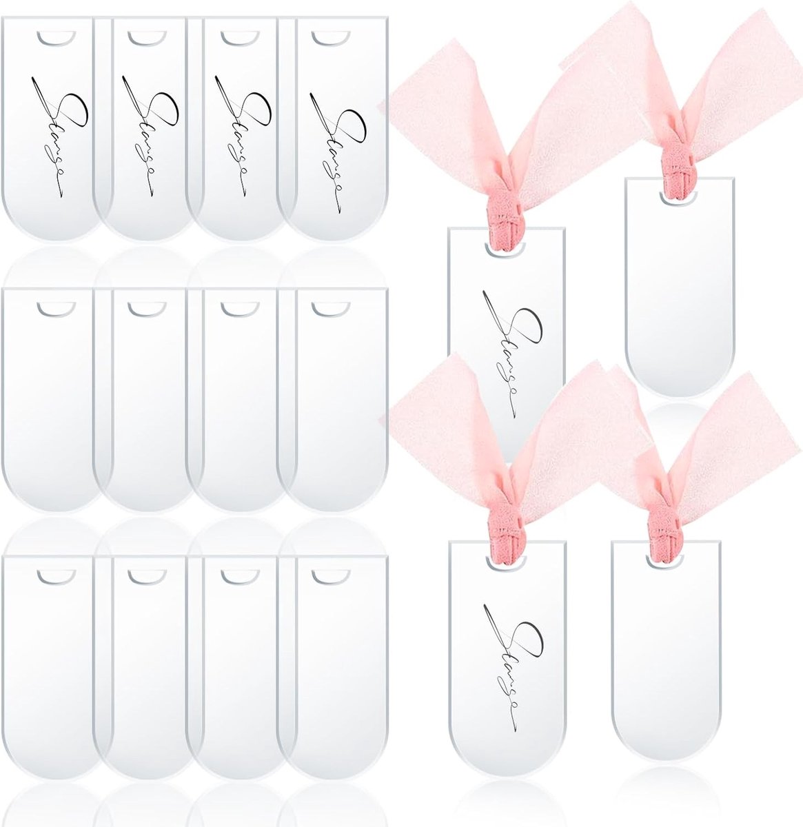 16 Stuks Acryl Naamplaatjes voor Bruiloften, DIY Tafelkaarten, Transparante Labels met Gaten, Gepersonaliseerde Decoratie en Cadeautags