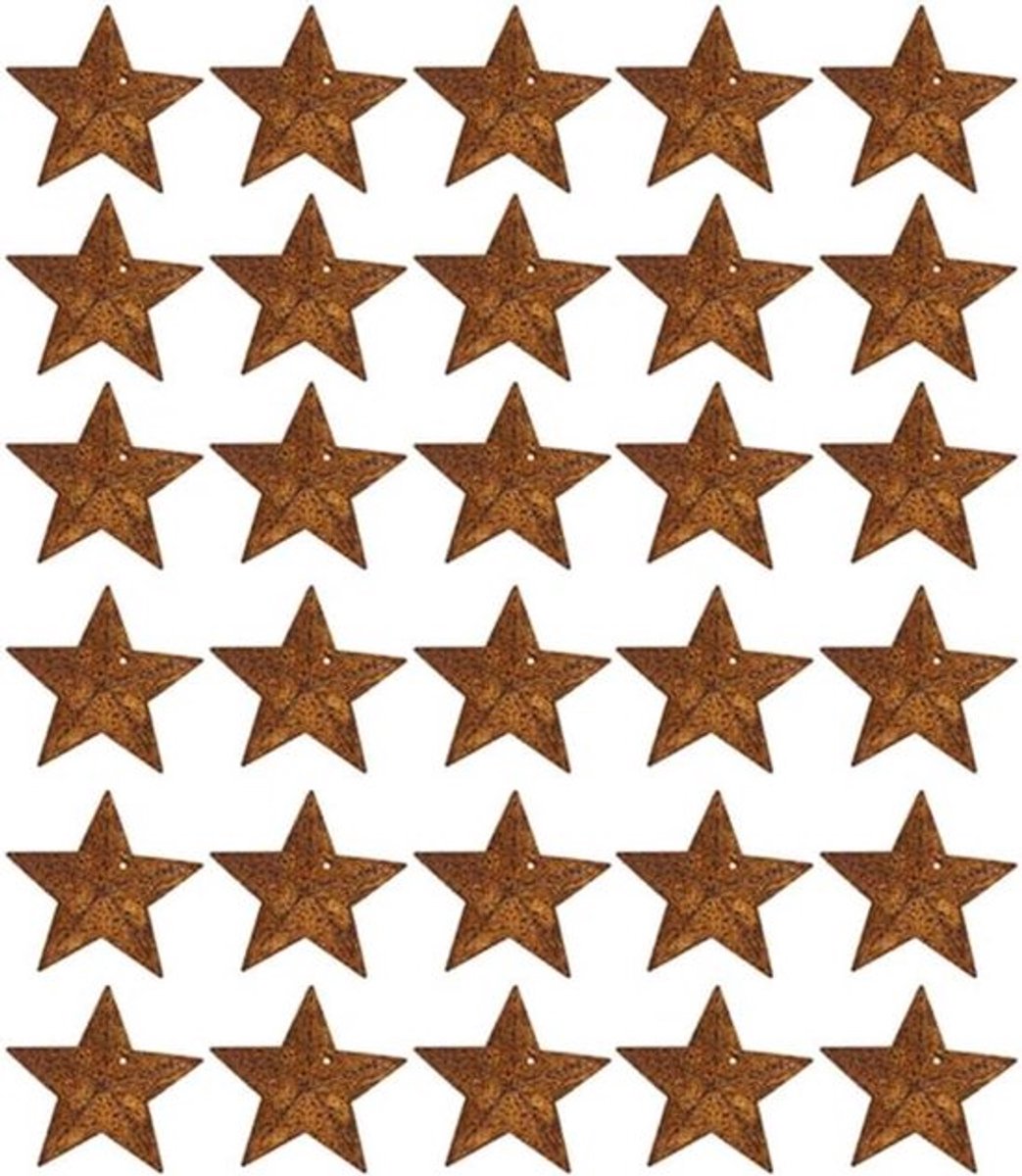 30 Roestige Vijfpuntige Sterren - Kerstdecoraties voor Kerstboom - Halloween Decoratie van Metaal