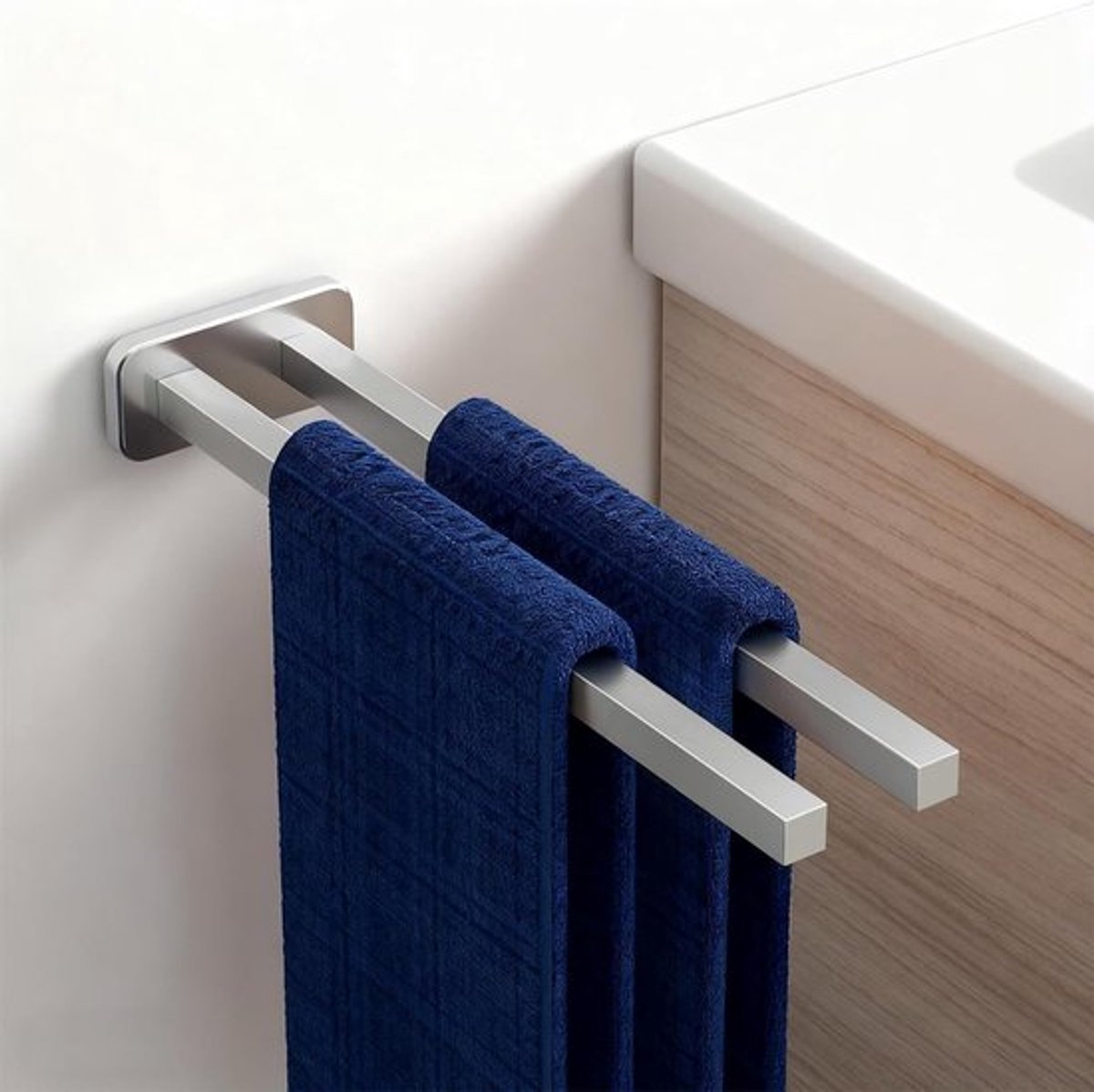 Handdoekhouder met Boorgat - RVS Handdoekrek voor Badkamer en Keuken - Dubbele Arm voor Efficiënte Ruimtebesparing