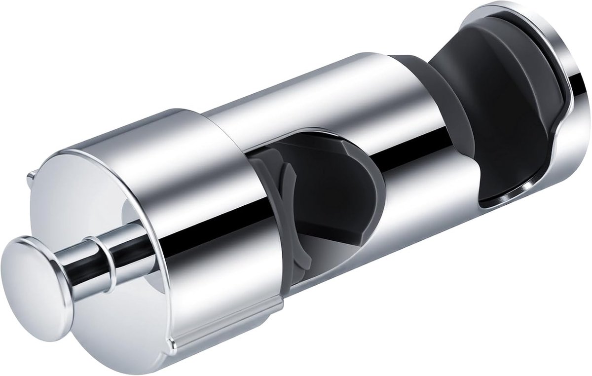 1-delige handdouchehouder - Verstelbare douchekophouder - Ronde stang met schuifgesp - Diameter 15-27 mm - Verchroomd + ABS-kunststof - Geschikt voor schuifdouchekoppen - Zilver - 10,6*4,5 cm