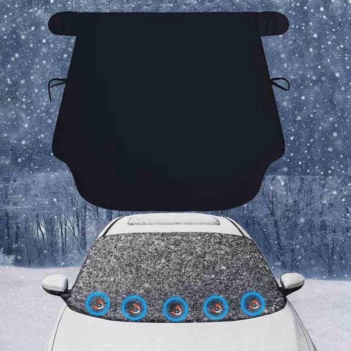 Voorruitdekzeil voor de auto in de winter - 158 x 125 cm - Bescherming tegen sneeuw, ijs en vorst, waterdicht dekzeil voor auto's en SUV's