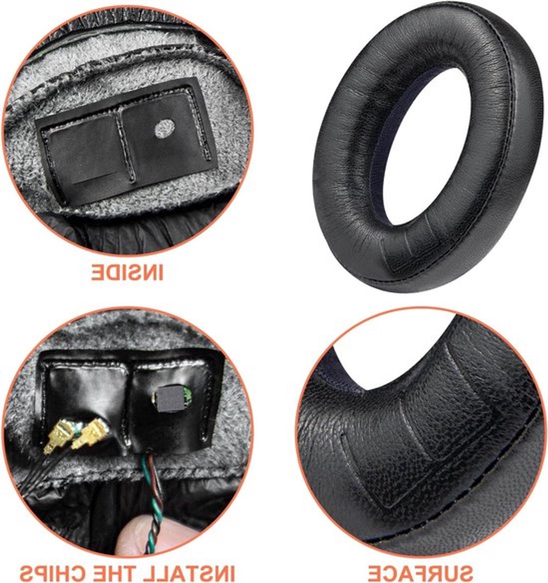 Vervangende Oorkussens voor Parrot Zik 1.0 Draadloze Hoofdtelefoon - Zachte Kunstlederen Earpads met Geheugenfoam voor Comfort en Geluidsisolatie - Zwart