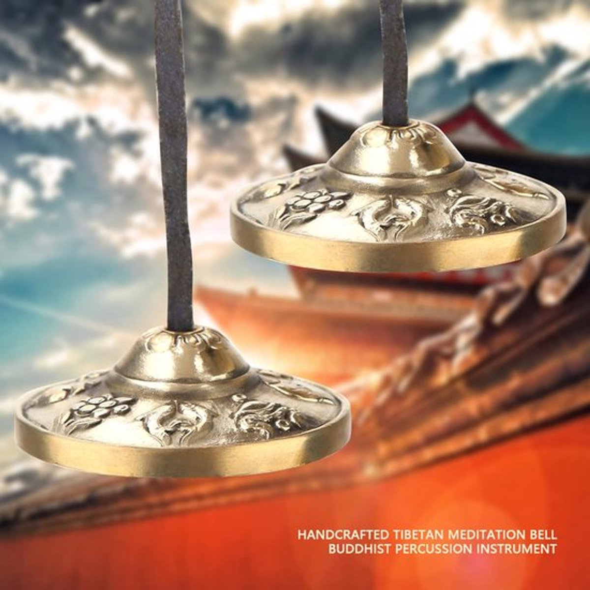 Meditatie Bel Tingsha - Handgemaakt Messing Bekken - Boeddhistisch Percussie Instrument