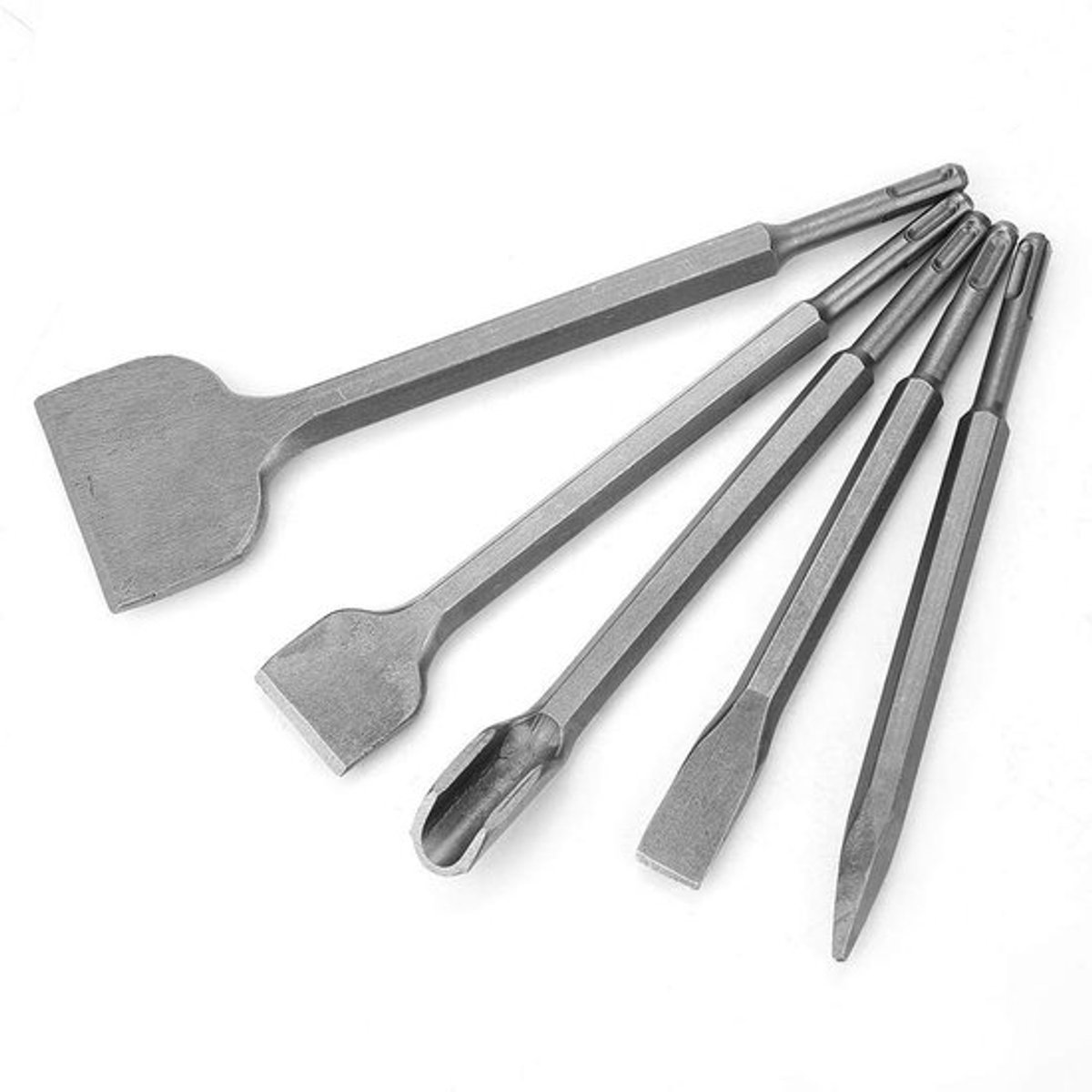 beitel - 5 stuks platte en puntbeitels - Voor metselwerk - Perfect voor boormachines - Ideaal voor beton en steen - Gesc...