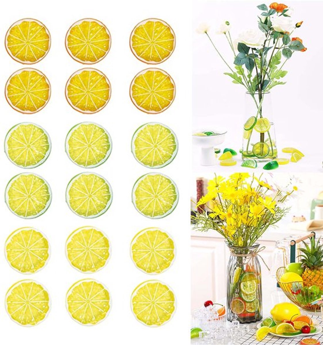 Citroenschijf Kunstfruit - Nep Fruit - Decoratie Fruit - Simulatie Citroen - Levensechte Citroenen - Dubbelzijdig Ontwerp - Nepfruit